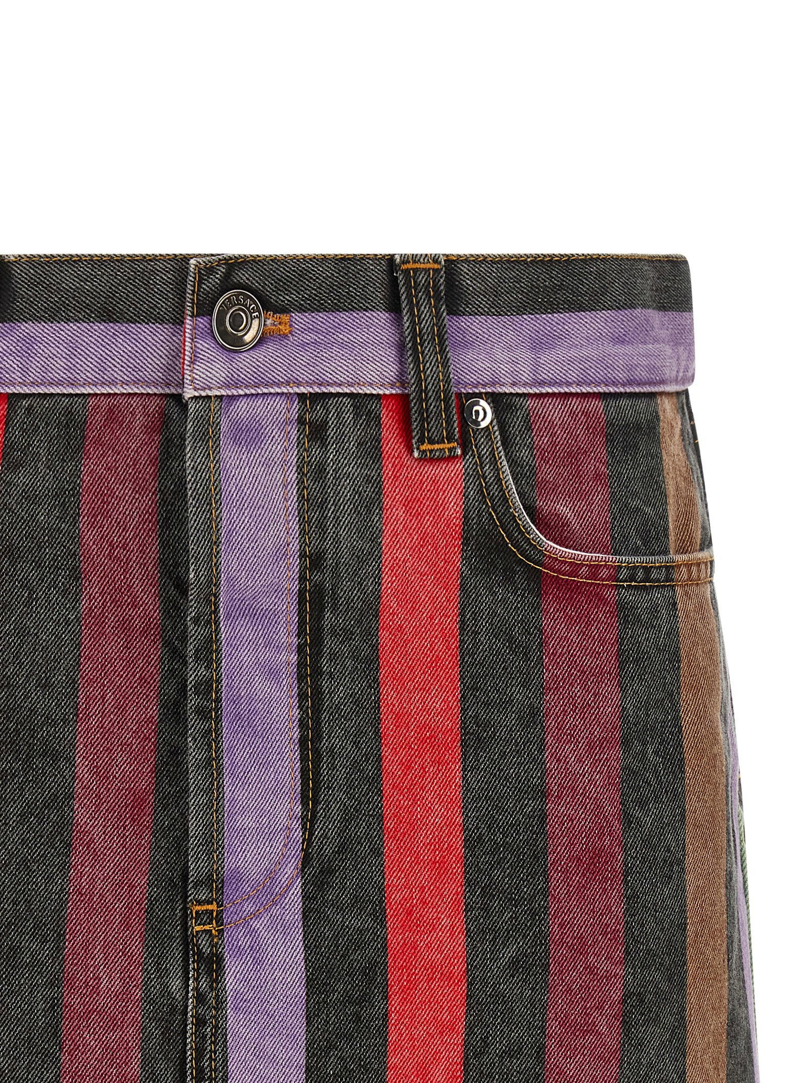 Versace Striped Denim Skirt