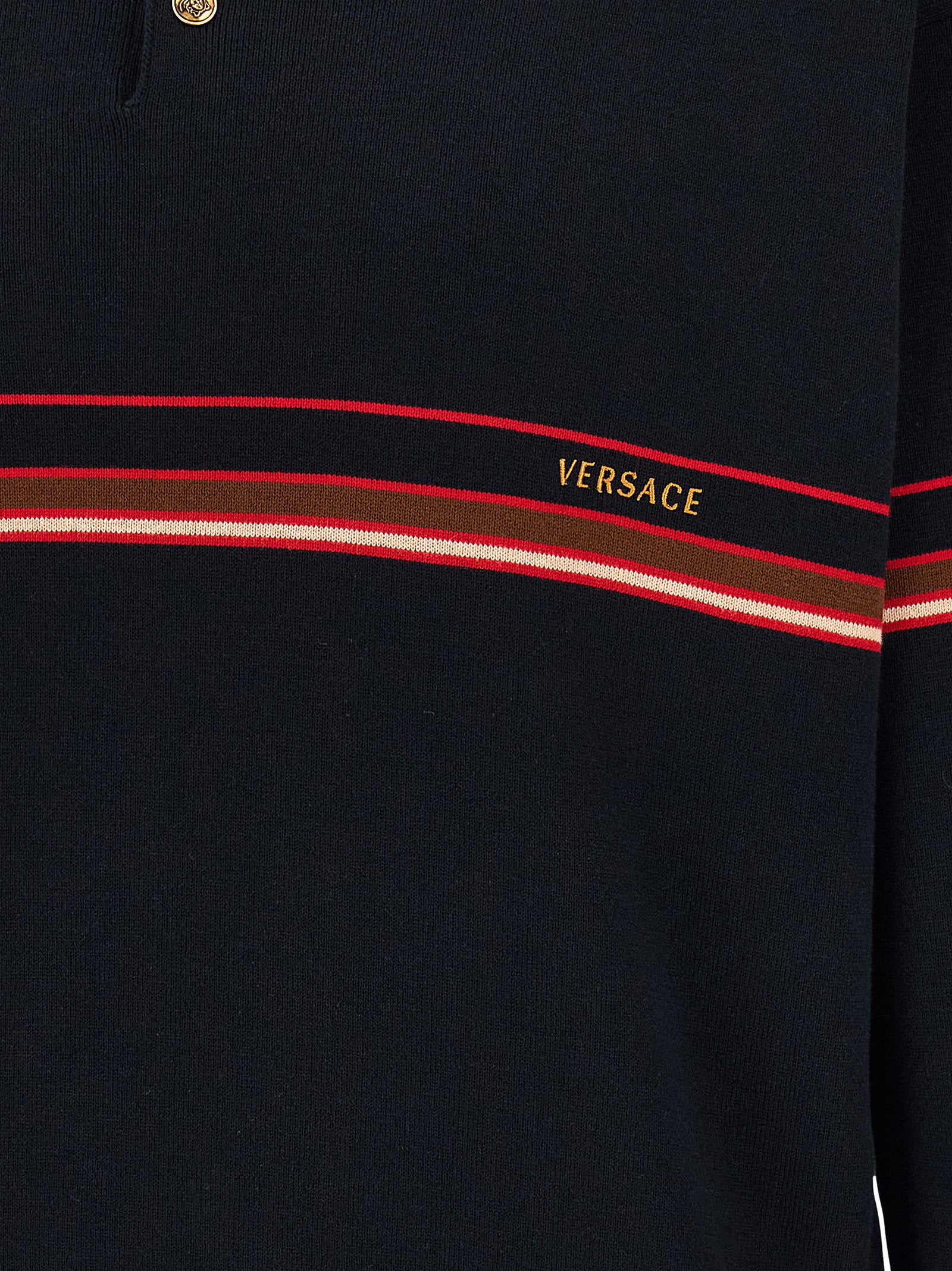 Versace Inlaid Striped Polo Shirt