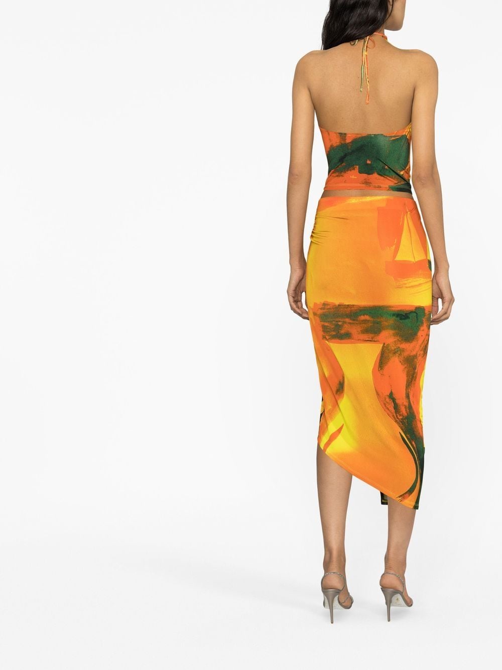 Louisa Ballou Long printed draped skirt