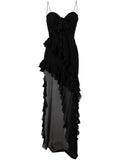 Alessandra Rich Ruffles detail silk georgette evening dress