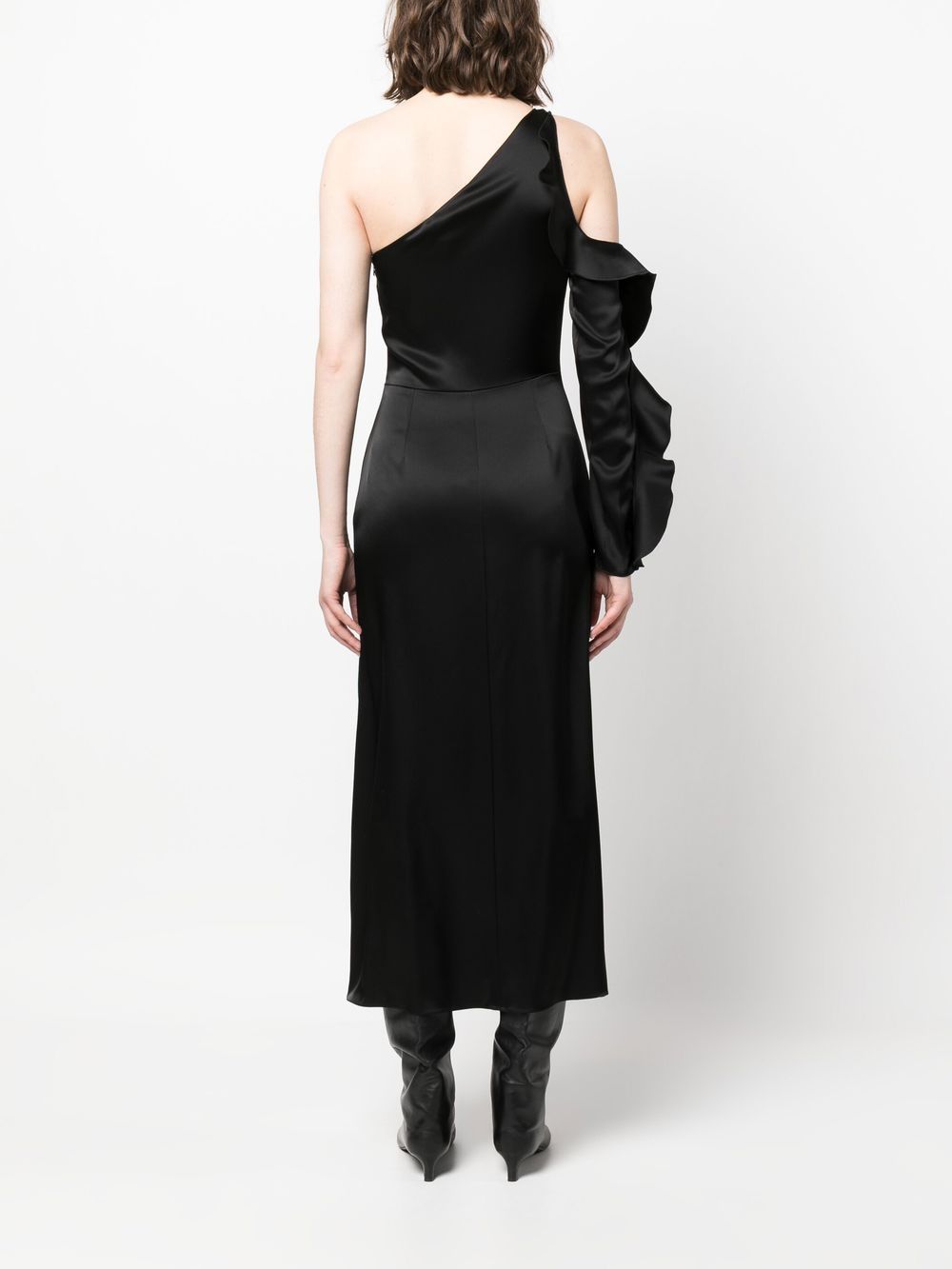 David Koma Ruffle detail one shoulder midi dress