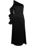 David Koma Ruffle detail one shoulder midi dress
