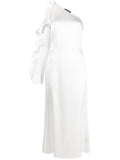 David Koma Ruffle detail one shoulder midi dress