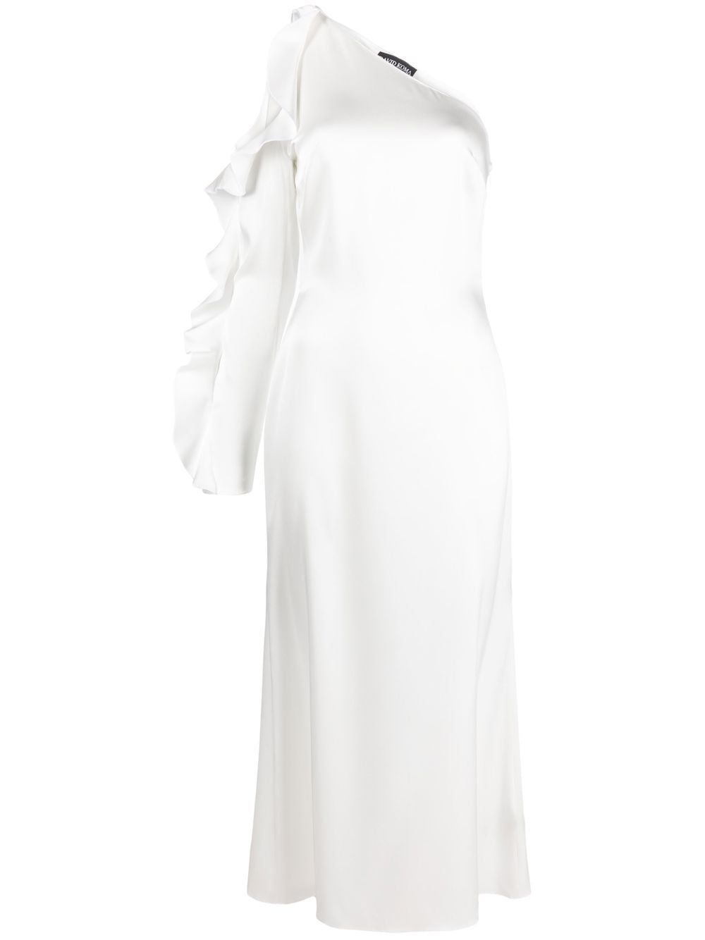 David Koma Ruffle detail one shoulder midi dress
