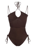 AndreĀdamo Andrea Adamo halterneck-fastening ribbed-knit bodysuit