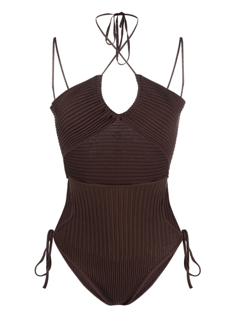 AndreĀdamo Andrea Adamo halterneck-fastening ribbed-knit bodysuit