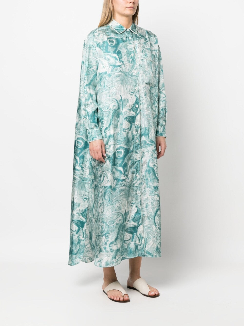 F.R.S . Printed silk shirt dress