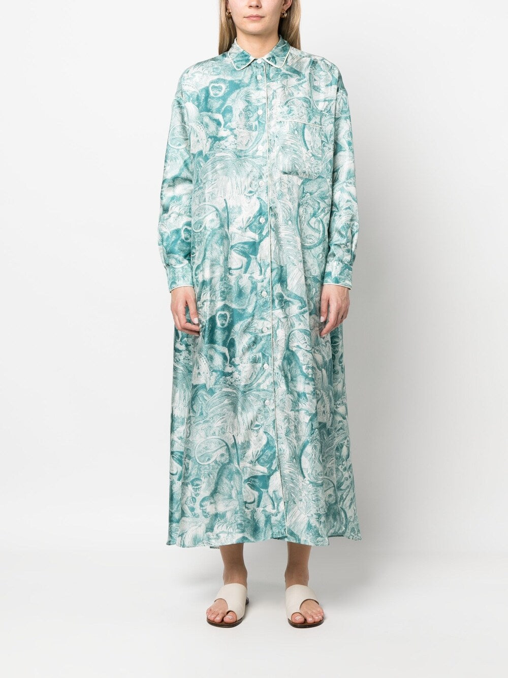 F.R.S . Printed silk shirt dress