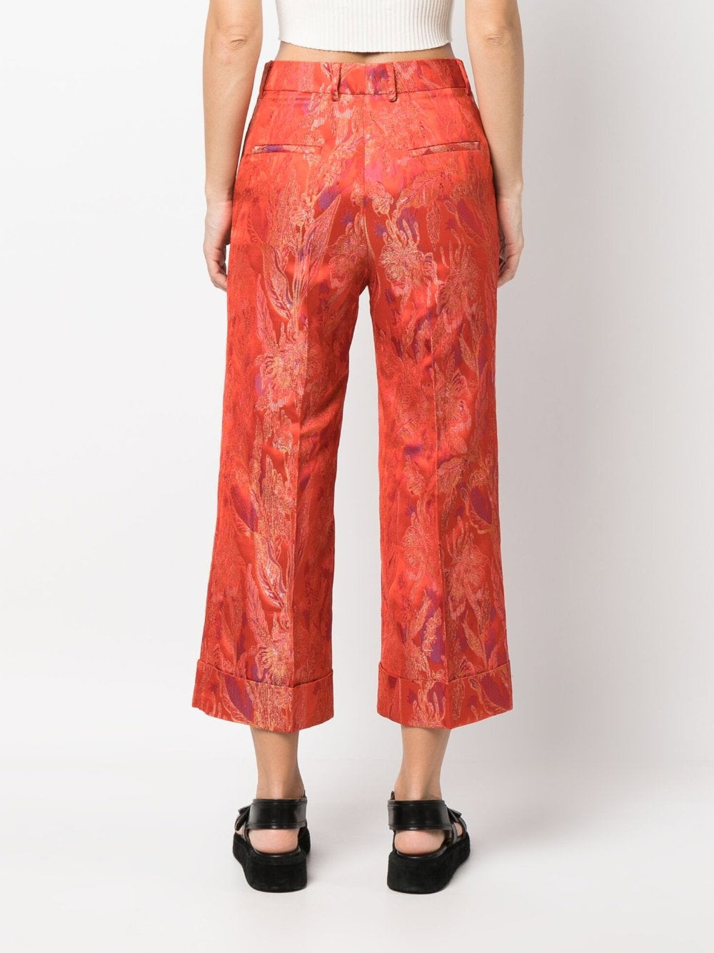 Alberto Biani Floral print jacquard trousers