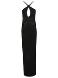 Monot Pre Cut-out detail silk crepe long dress