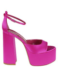 Lella Baldi fuchsia satin platform sandals