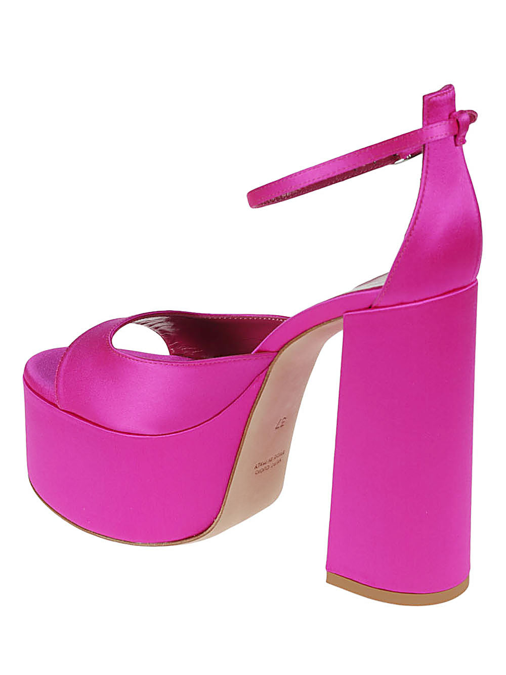 Lella Baldi fuchsia satin platform sandals
