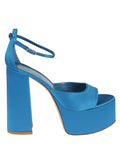 Lella Baldi Blue satin platform sandals