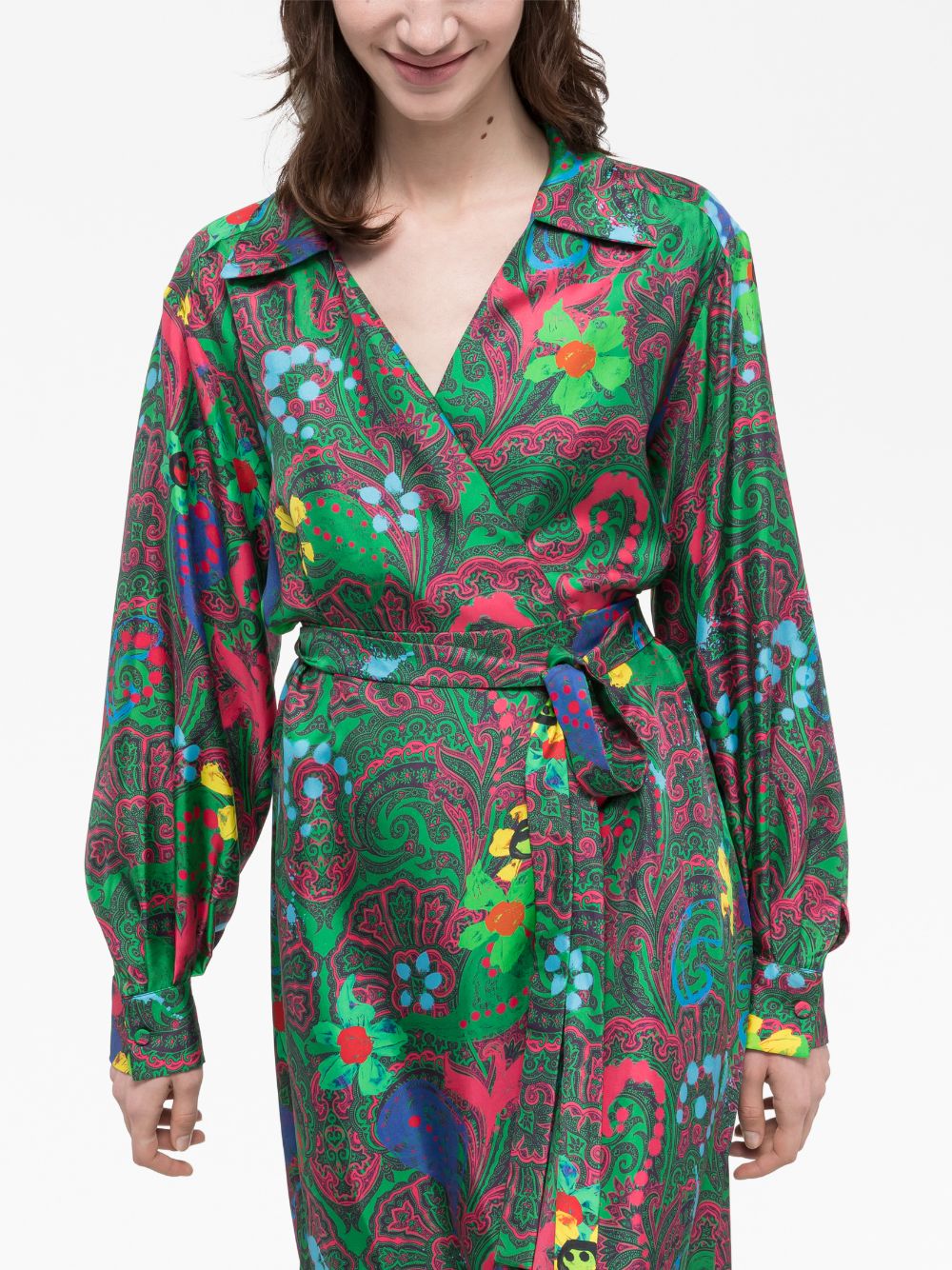 Az Factory Pre Paisley print long wrap dress