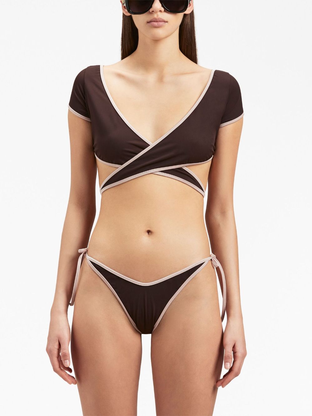 Palm Angels Cap-sleeves bikini top