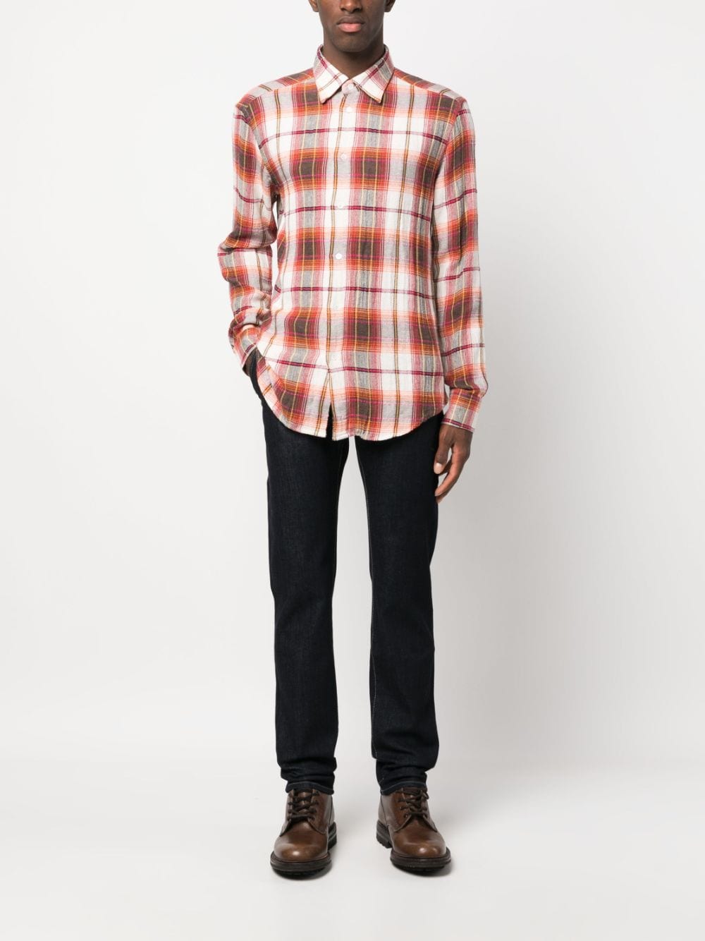 Barena Check print cotton blend shirt