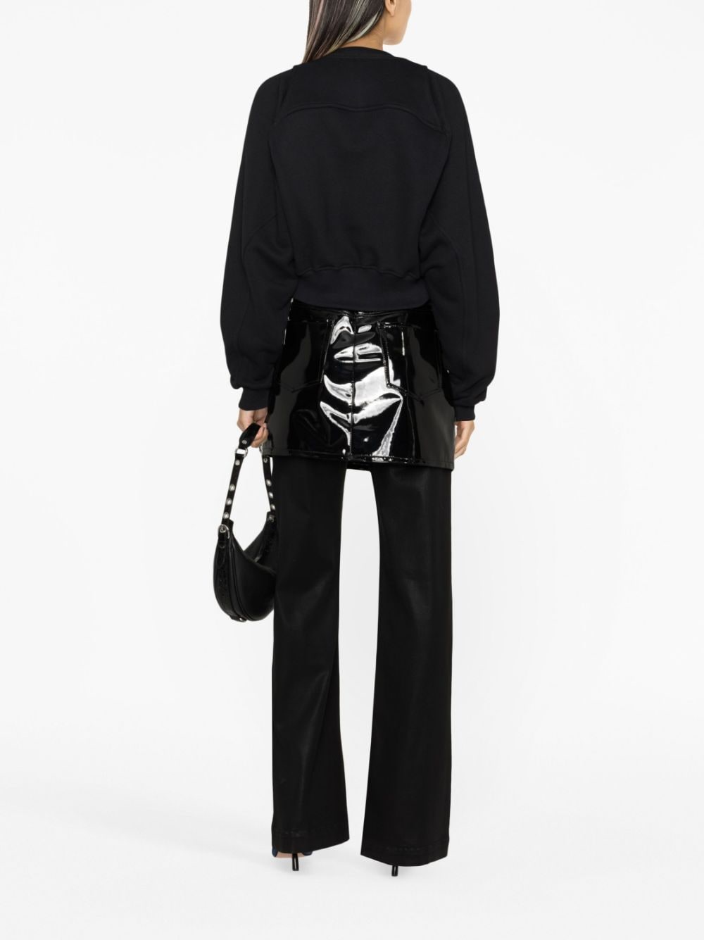 Off White Printed Crop Sweatshirt