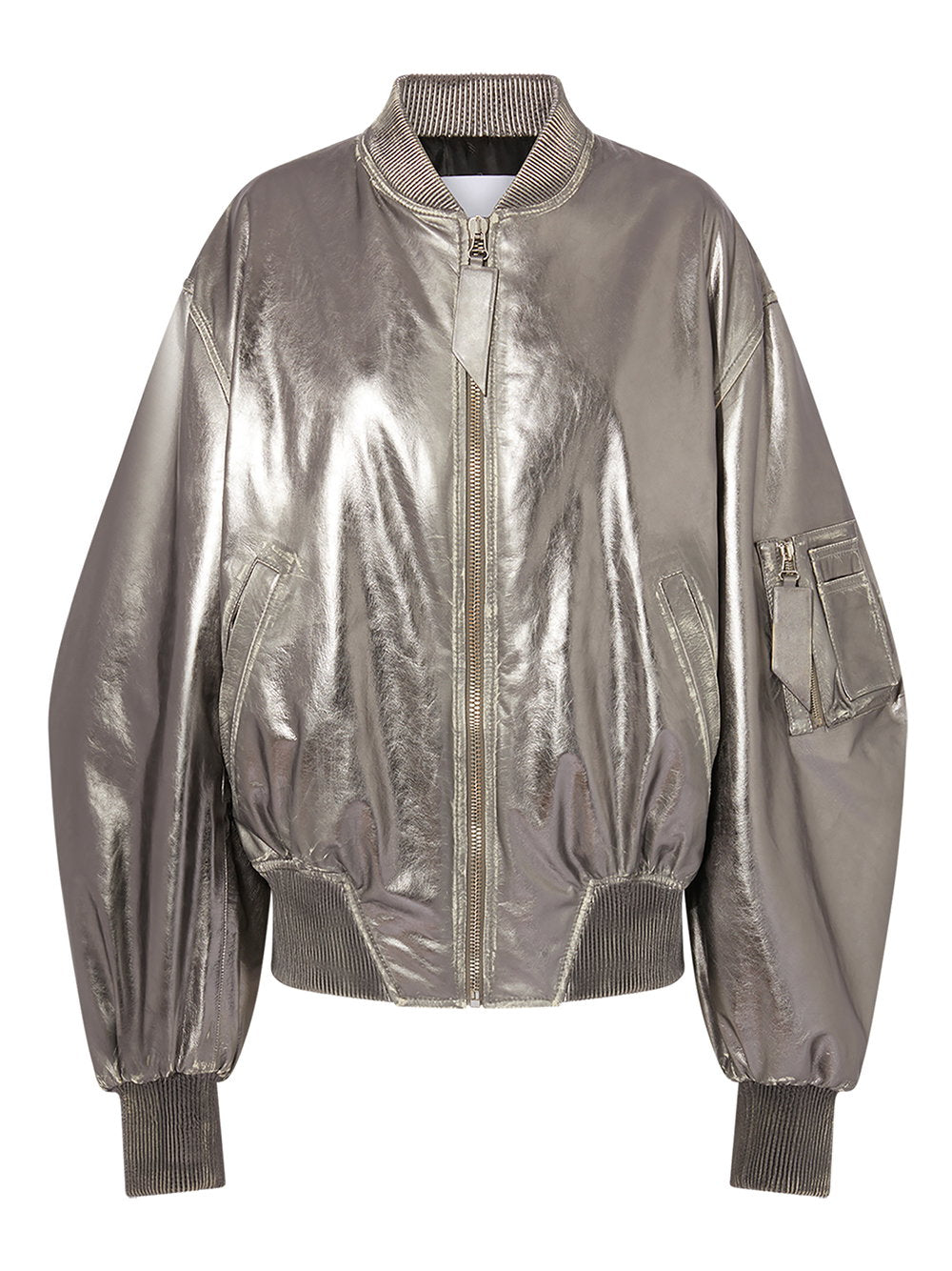 The Attico Mirrored leather bomber jacket - Runway