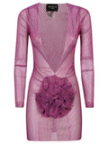 Santa Brand Flower-applique mini dress