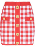 Balmain Gingham fine-knit miniskirt