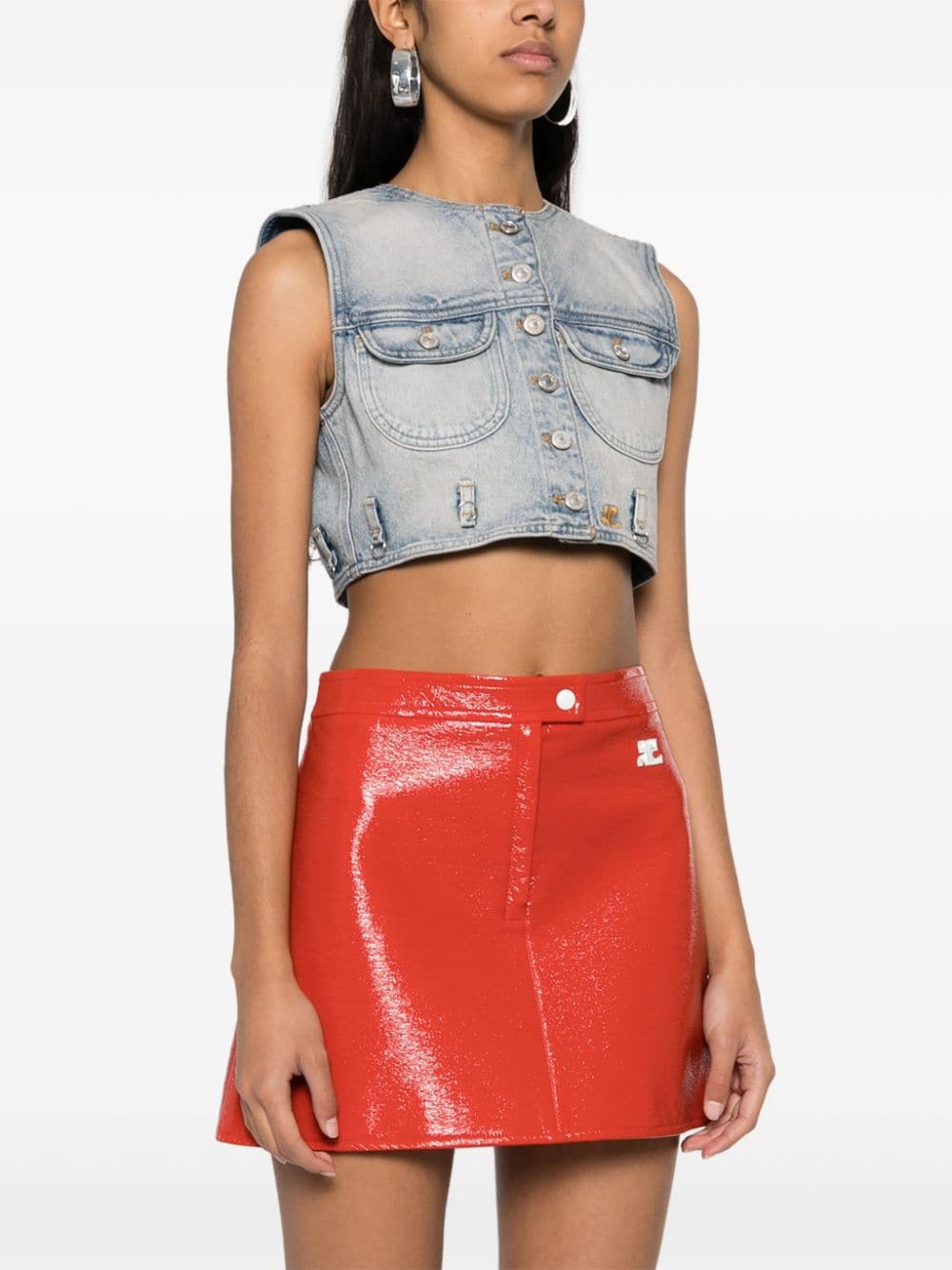 Courreges Pre Denim cropped vest