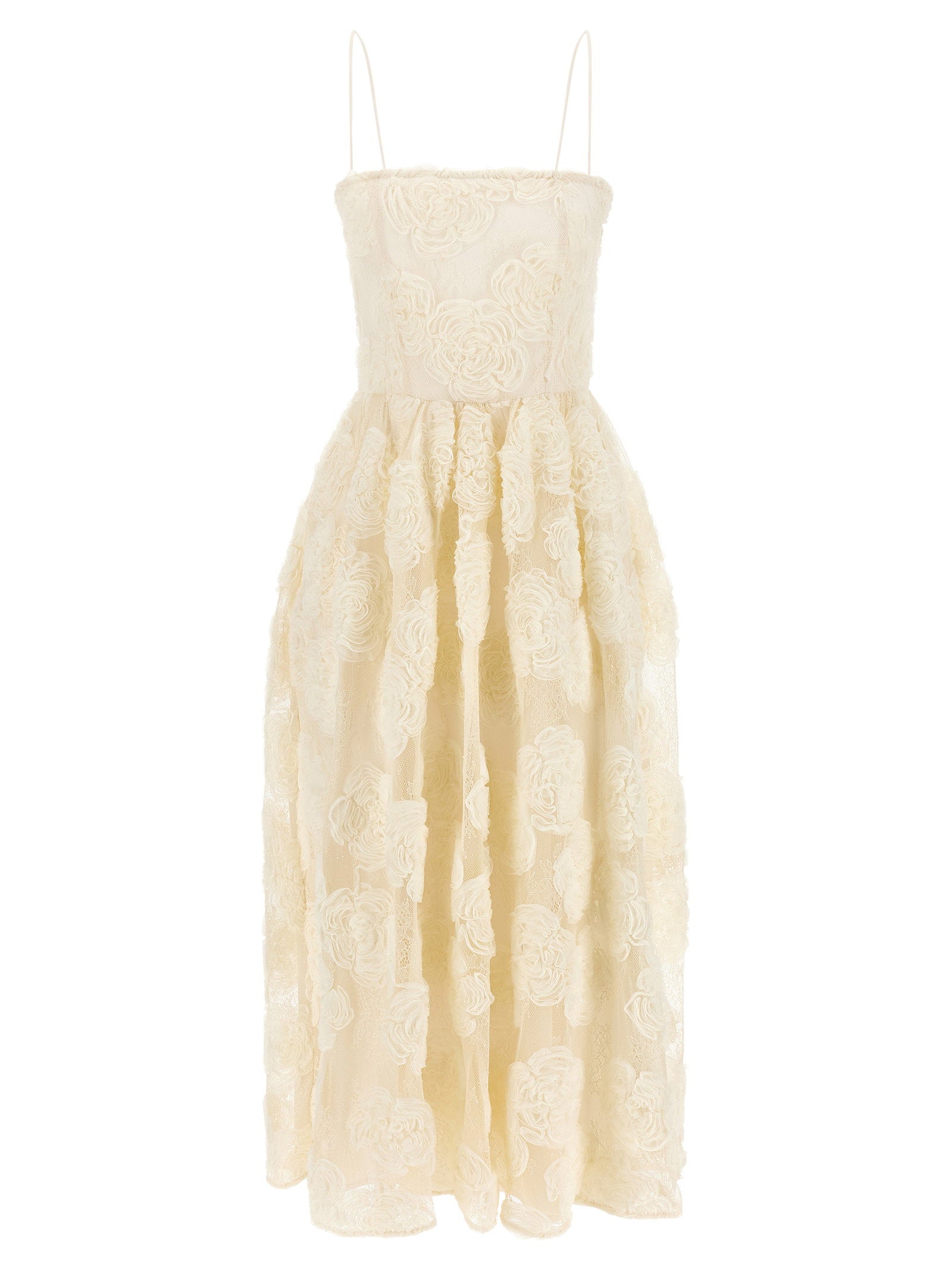 Rotate Birger Christensen Flower Mesh Midi Dress