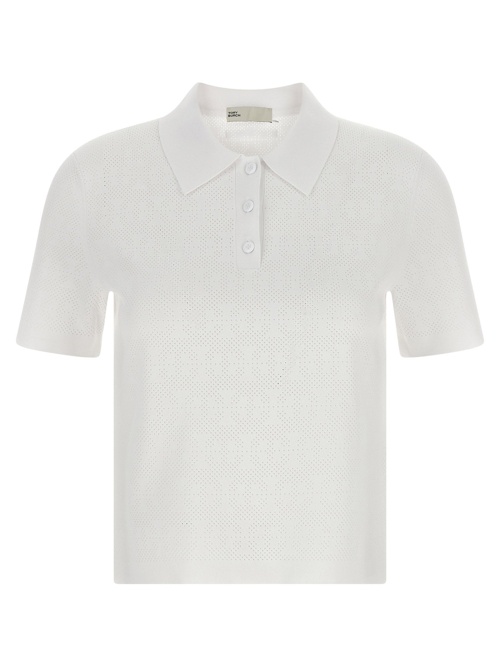 Tory Burch Pointelle Viscose Polo Shirt
