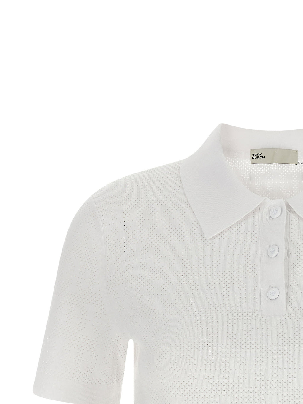 Tory Burch Pointelle Viscose Polo Shirt