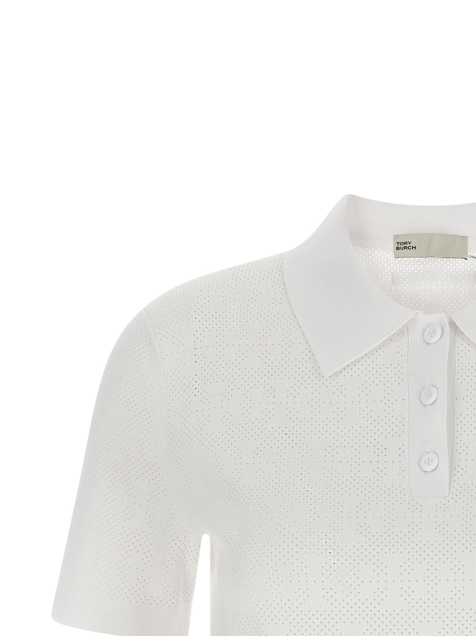 Tory Burch Pointelle Viscose Polo Shirt