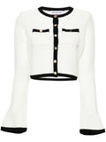 Self-Portrait Pointelle-knit cropped cardigan