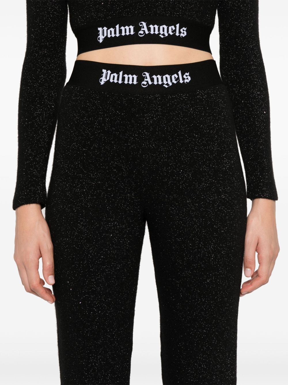 Palm Angels Logo lurex flared trousers