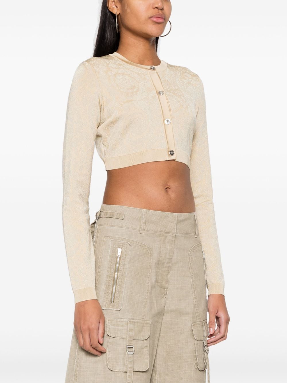 Versace Barocco lurex cropped cardigan