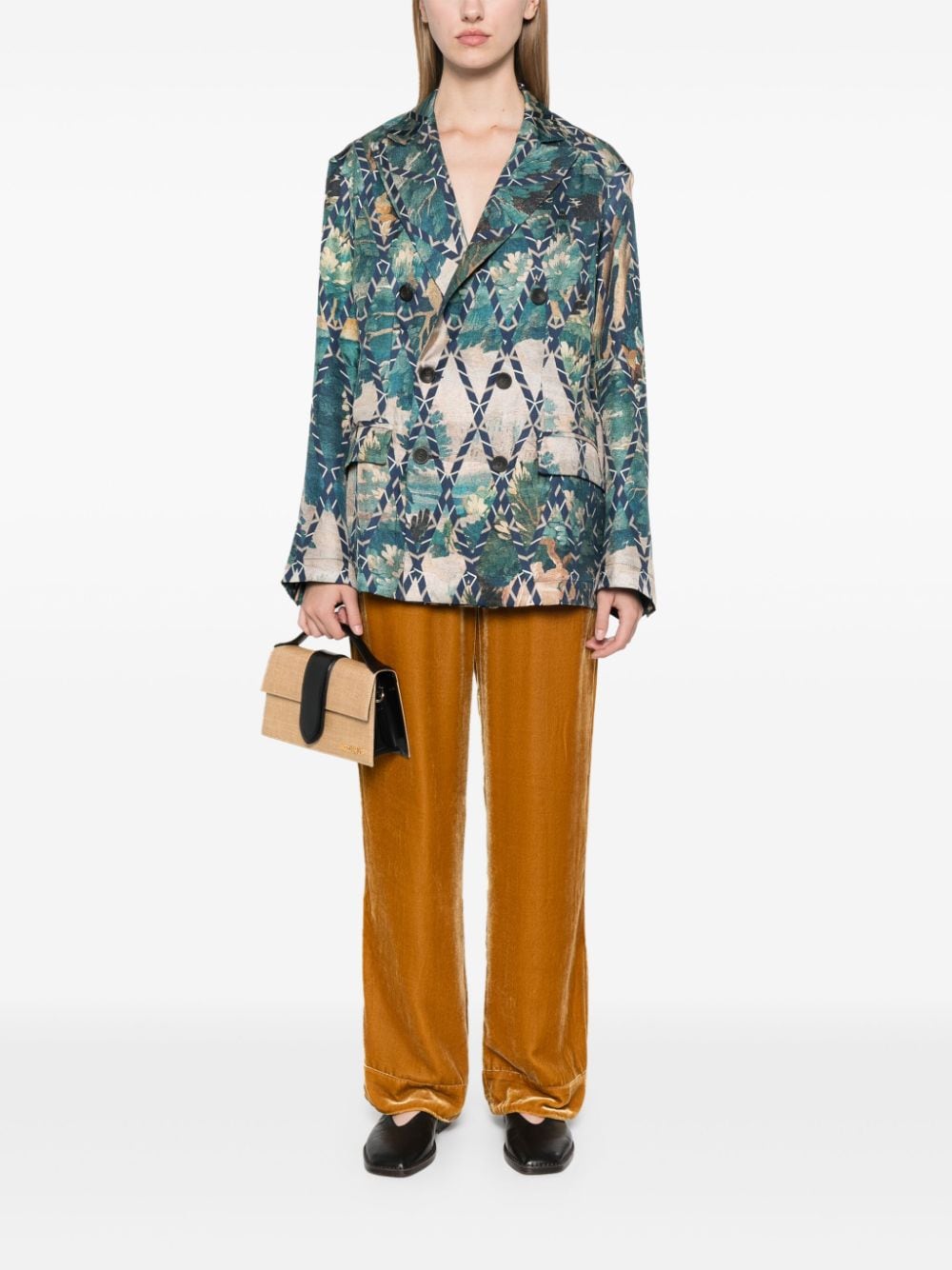 Pierre Louis Mascia English rear vents straight hem Printed silk jacket