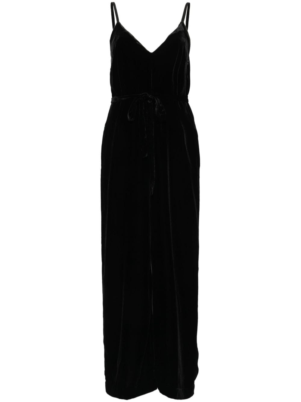 Gold Hawk V-back wide leg Velvet jumpsuit