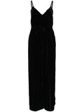 Gold Hawk V-back wide leg Velvet jumpsuit