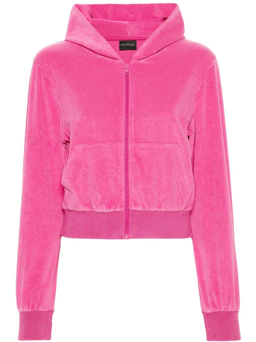 Balenciaga Rhinestone-logo zipped hoodie