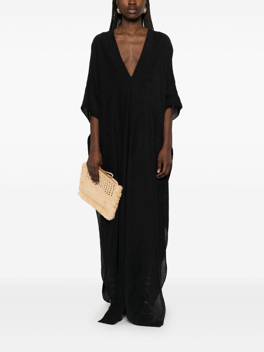 Taller Marmo Pre V-neck half-length sleeves V-back Rio Maggiore kaftan dress