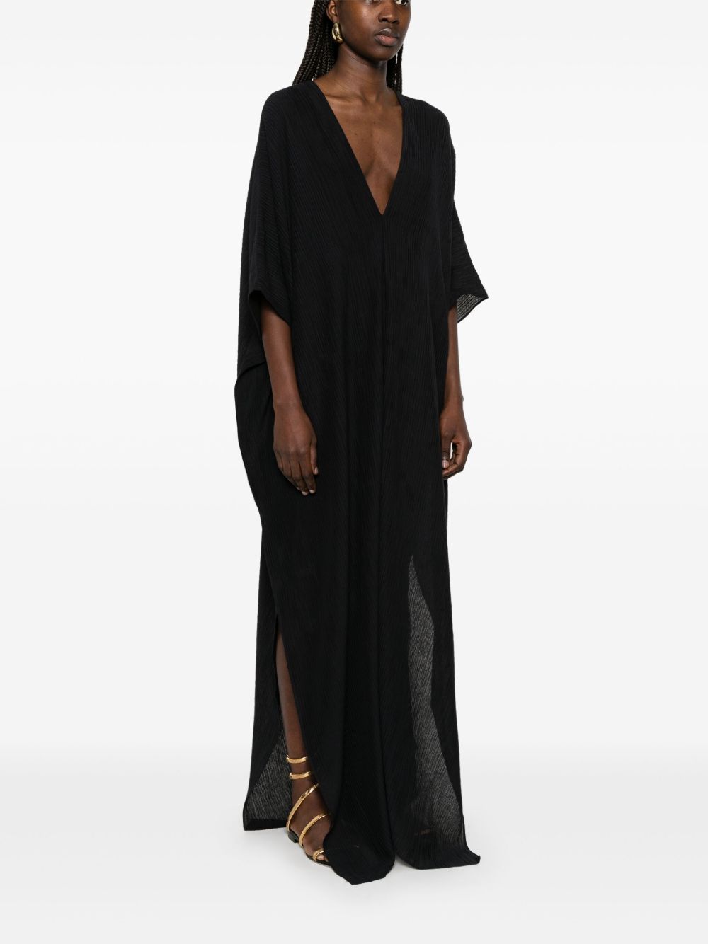 Taller Marmo Pre V-neck half-length sleeves V-back Rio Maggiore kaftan dress