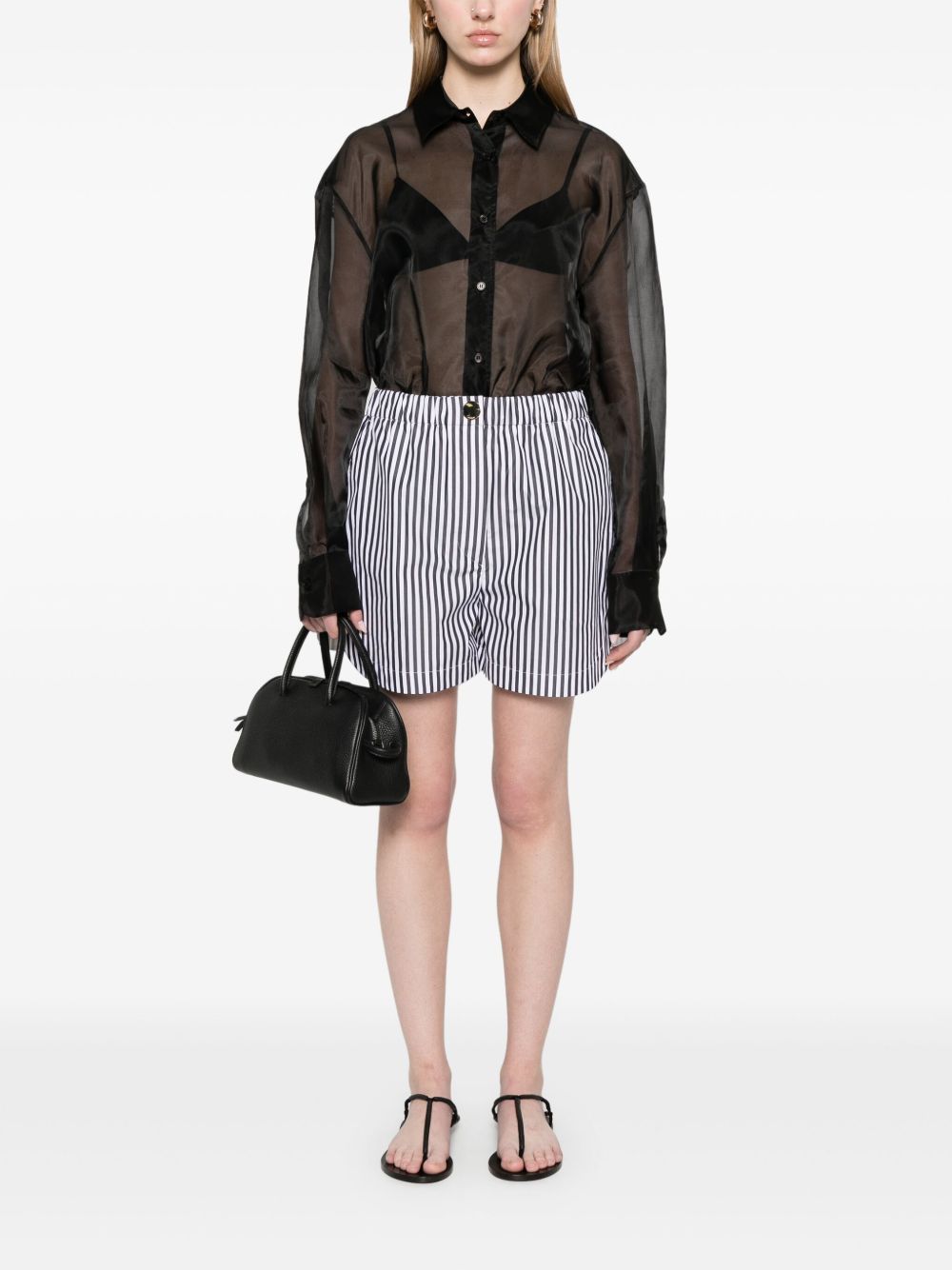 Sportmax Striped cotton shorts