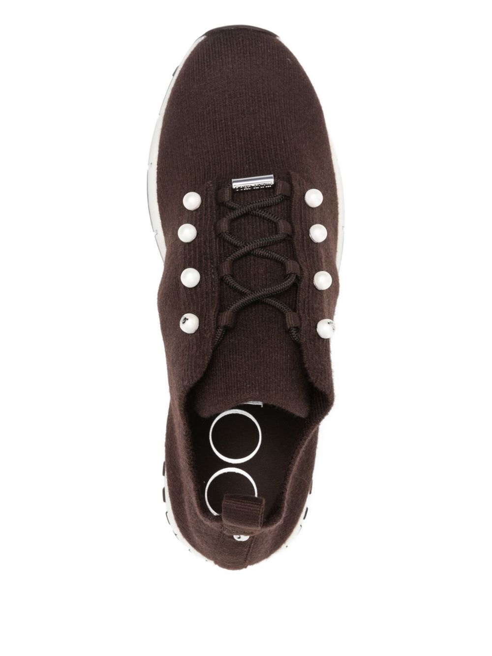 Jimmy Choo Veles Cashmere Melange Knit Trainers with Pearl Buttons