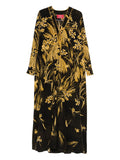 F.R.S . V-neck long sleeves Silk blend printed maxi dress