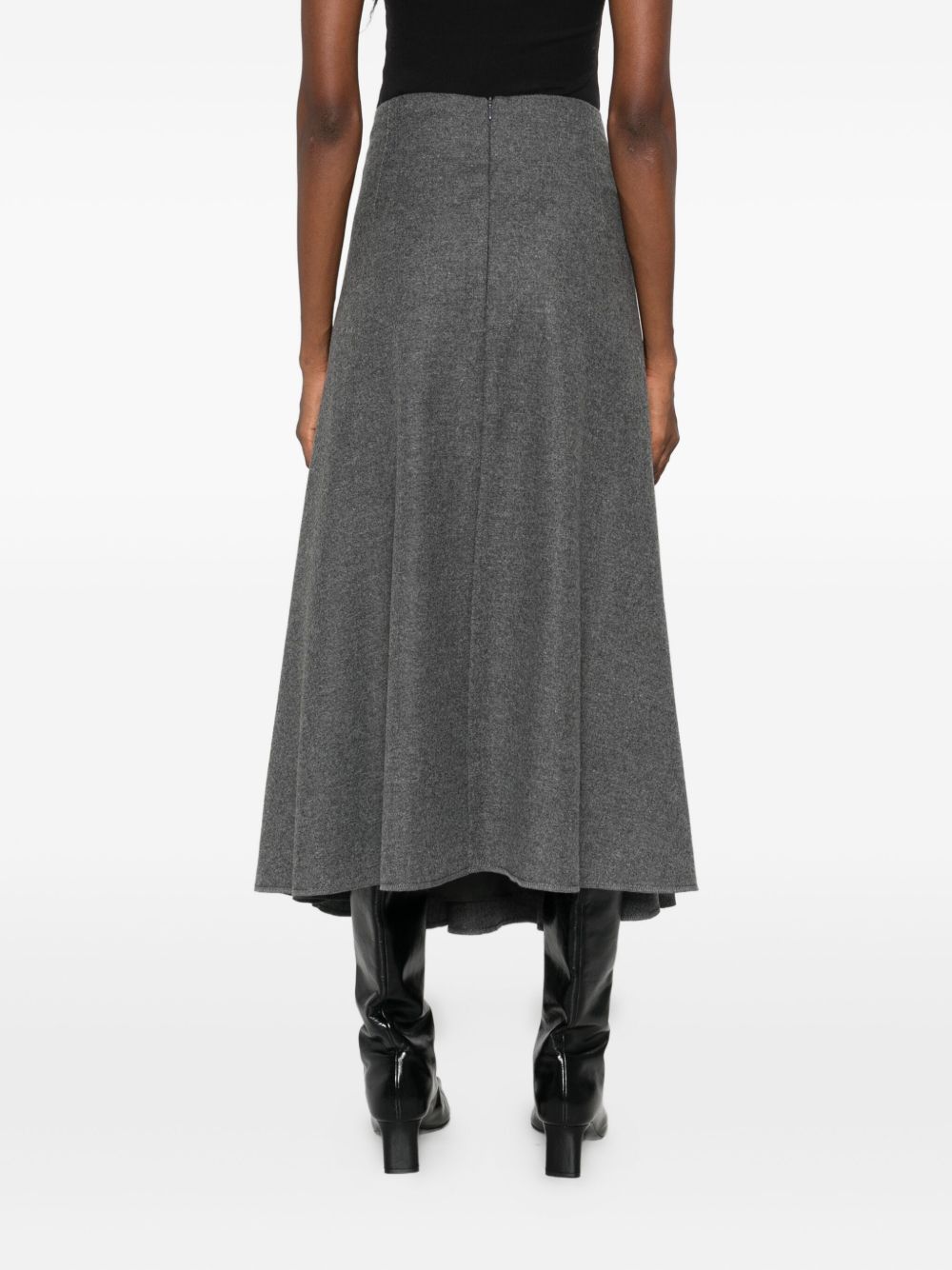 Susanne Bommer A-line shape concealed zip fastening Wool midi skirt