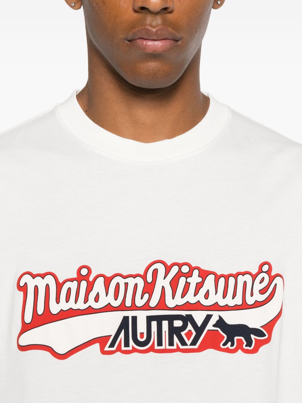 Autry X Maison Kitsune Logo cotton t-shirt
