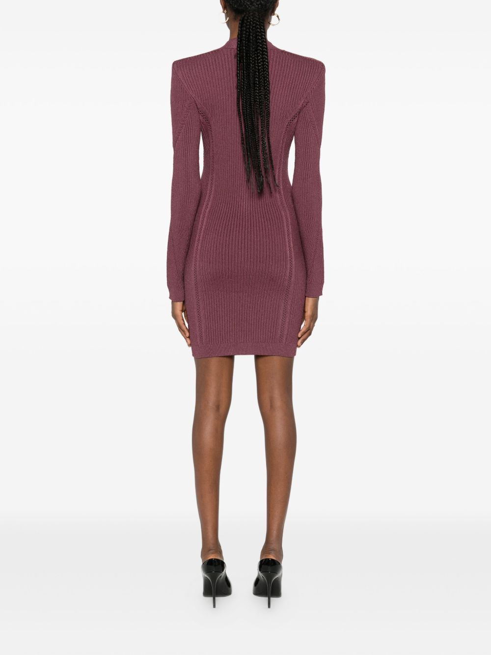 Balmain V-Neck Knitted Mini Dress