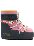 MOON BOOT X GUEST IN RESIDENCE LOW GREY AND PINK SUEDE BEADED ICON BOOT