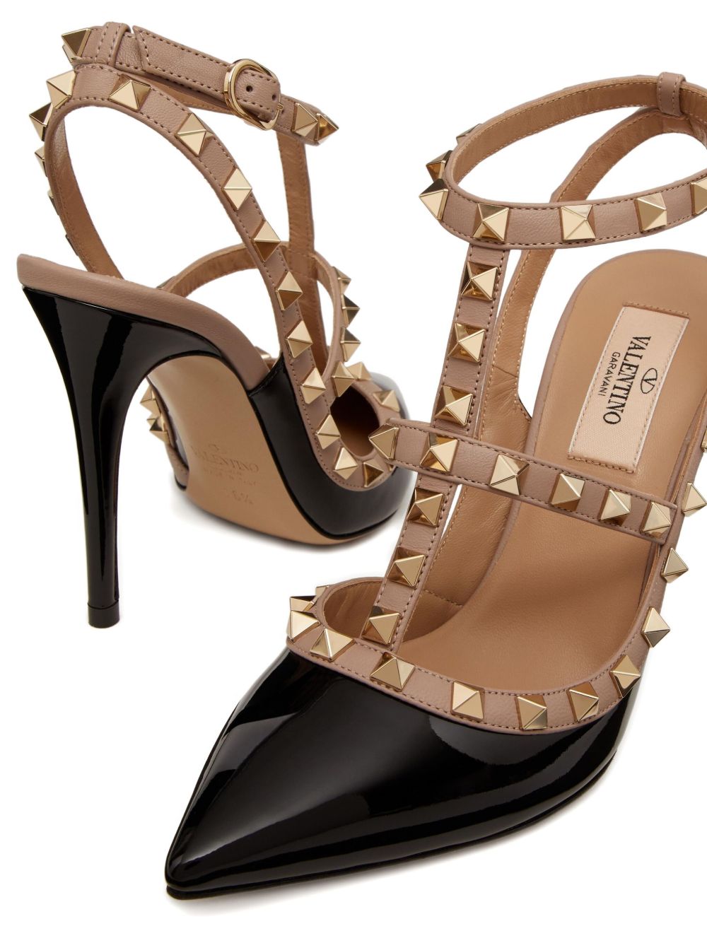 Valentino Garavani Rockstud Patent Pumps With 100mm Straps