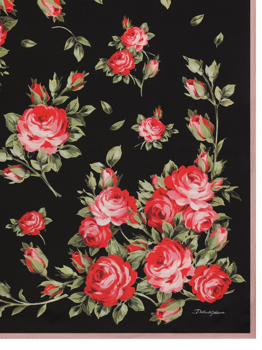 Dolce & Gabbana-Roses Bouquet Print Silk Foulard