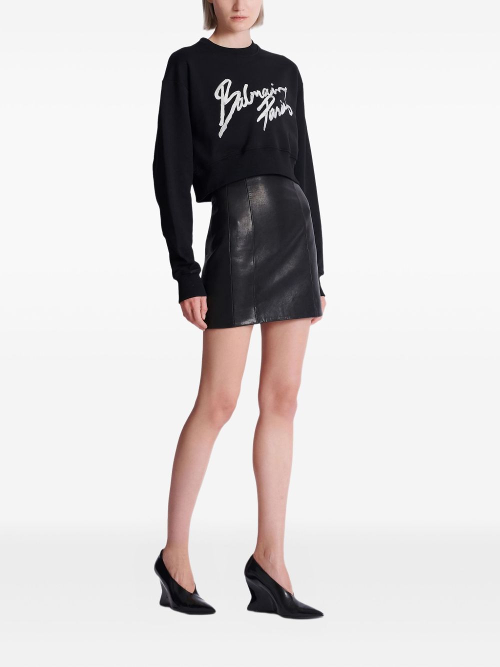 Balmain Logo cropped sweatshirt