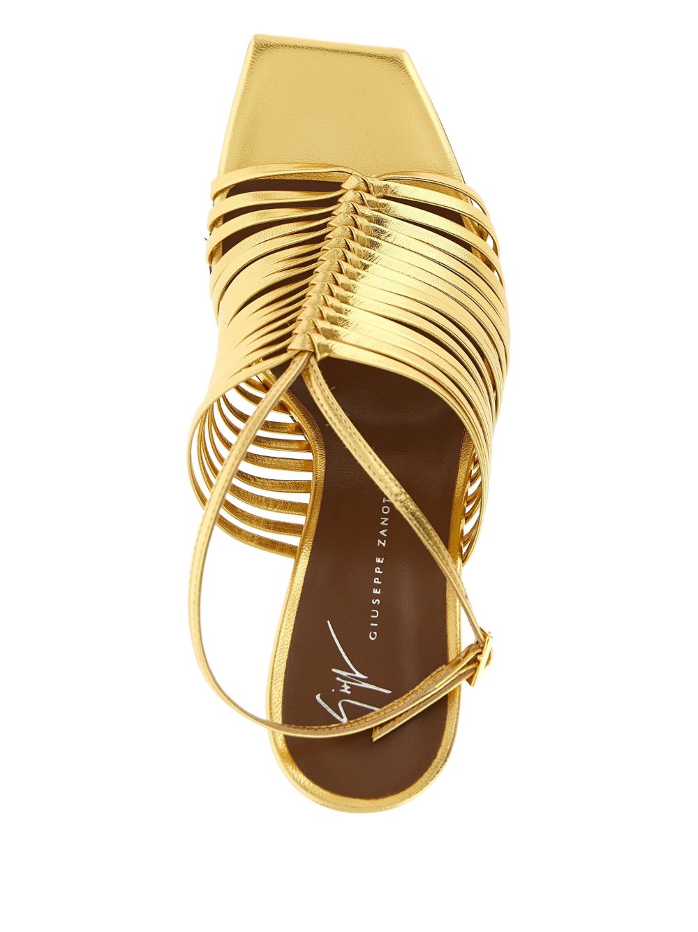 Giuseppe Zanotti Savoia metallic leather sandal.