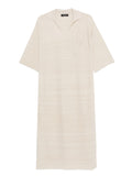 Fabiana Filippi V-neck tonal stripes collar Wool and cotton shirtdress